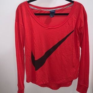 Red off the shoulder Nike top